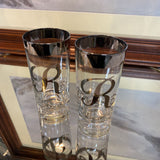 Silver Rim Highball Glass w/R Initial by Dorothy Trope