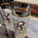 Silver Rim Highball Glass w/R Initial by Dorothy Trope
