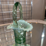 Vintage Glass Basket Vase