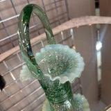 Vintage Glass Basket Vase