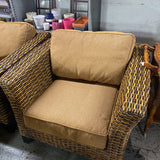 Wicker Club Chair with Cushion & Ottoman