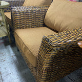 Wicker Club Chair with Cushion & Ottoman