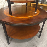 Round Coffee Table w Shelf & Metal Legs