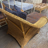 Wicker Chair w Cushions & Ottoman