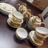 Vintage 1900-1940 era, Japanese Hand-Painted Gilt Gold Tea Set for 6