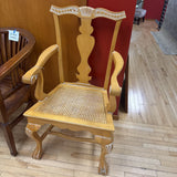 French Reproduction Cane Seat Chair w Antique Finish