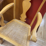 French Reproduction Cane Seat Chair w Antique Finish