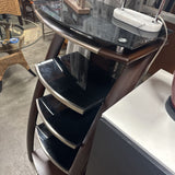 Modern Glass & Wood Shelf w 1 Drawer