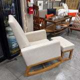 Rocking Chair w Ottoman - Wood Base w Linen-type fabric