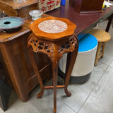 Wood & Marble Planter Stand