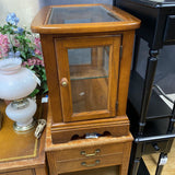 Oak Curio Cabinet w/Glass Door & Shelf