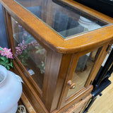 Oak Curio Cabinet w/Glass Door & Shelf