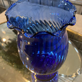 Colbalt Blue Vase - scalloped