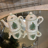 Christmas Tree Salt & Pepper Shakers by Spode (Teapot Shape)