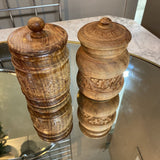 Carved Wood Canister w/Lid