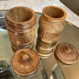 Carved Wood Canister w/Lid