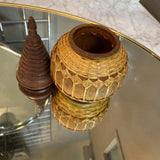 Carved Wood and Woven Basket w/Lid