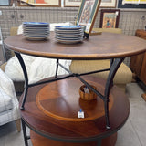 Round Hammered Copper Top Coffee Table w Metal Base