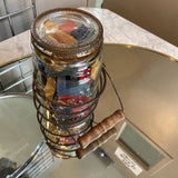 Canning Jar in Wire Frame w/ blocks inc.
