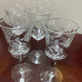 Etched Glass Cordial Glass - Flower Pattern