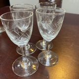 Etched Glass Cordial Glass - Wheat Pattern