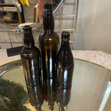 Set of 3 Antique Green Glass Bottles