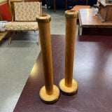 Set of Two Vintage Wooden Bobbin Candle Holder