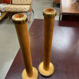 Set of Two Vintage Wooden Bobbin Candle Holder