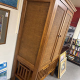 2 Door Storage Cabinet w Shelves - Woven Rattan Door Panels