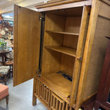 2 Door Storage Cabinet w Shelves - Woven Rattan Door Panels