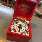 Retro Animated Christmas Village Music Box