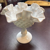 Milk Glass Ruffled Dish