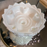 Vtg Milk Glass Hobnail Candle Holder
