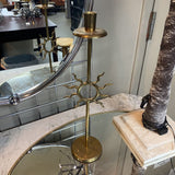 Vtg Brass Candlestick Holder w Sun Motif