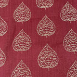 Square Tablecloth - Deep Red w Gold Leaf Pattern