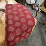 Square Tablecloth - Deep Red w Gold Leaf Pattern