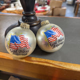 God Bless America Glass Ornament