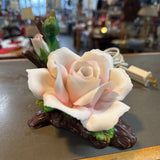 Vintage Capodimonte Porcelain Rose Flower Light