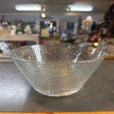 Glass Salad Bowl w Leaf Motif