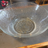 Glass Salad Bowl w Leaf Motif