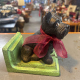 Cast Iron Scottie Dog on Green Pedestal