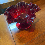 Maple Leaf Ruby Red Footed Bowl