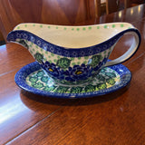 Blue Rose Polish Pottery - Sapphire Fields Gravy Boat