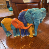 Handmade RAKU Pottery Mother & Baby Elephant