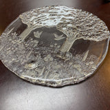 Etched Glass Platter w/Forest Scene