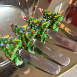Set of 2 Christmas Tree Cheese Knives by Spode