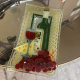 Glass Tray w Wine Motif