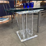 MCM Skyscraper Lucite & Glass Side Table