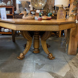 Octagonal Oak Pedestal Dining Table w/4 12.5" Leaves