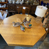 Octagonal Oak Pedestal Dining Table w/4 12.5" Leaves